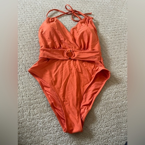Cupshe Orange Halter Tie One-piece Swimsuit. #1 - Picture 7 of 13